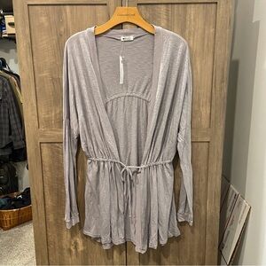 NWT LA Made Cardigan Supima Cotton blend Gray M/L Lightweight